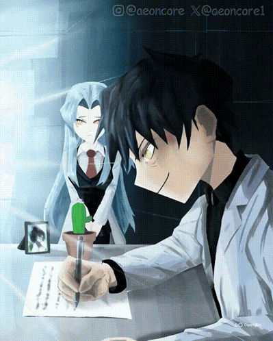 Man Writing On Paper With Woman Behind GIF