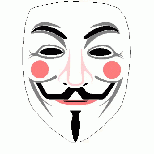A Drawing Of A Mask With A Mustache And Pink Dots On The Face GIF