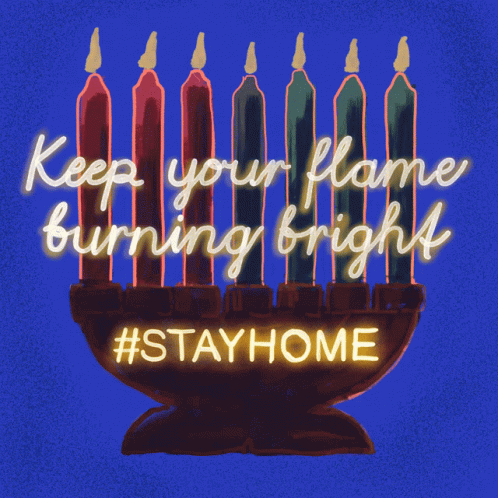A Drawing Of A Menorah With The Words " Keep Your Flame Burning Bright " GIF