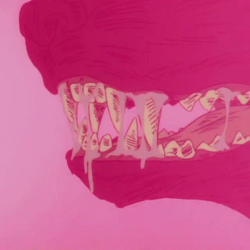 A Drawing Of A Monster 'S Mouth With Teeth Coming Out Of It 'S Mouth GIF