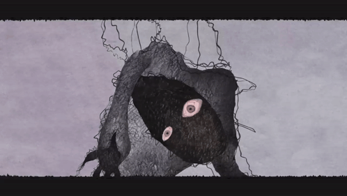 A Drawing Of A Monster With A Mask On And Eyes GIF