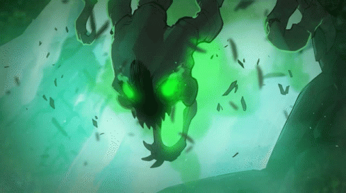 A Drawing Of A Monster With Green Eyes And Sharp Teeth GIF