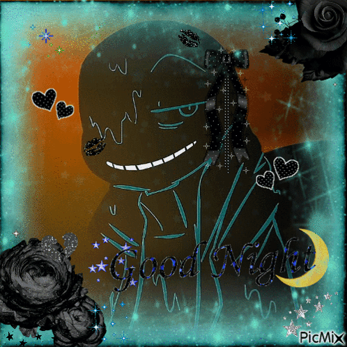 A Drawing Of A Monster With The Words Good Night Written On It GIF