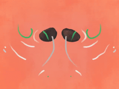 A Drawing Of A Pair Of Ear Buds On A Pink Background GIF