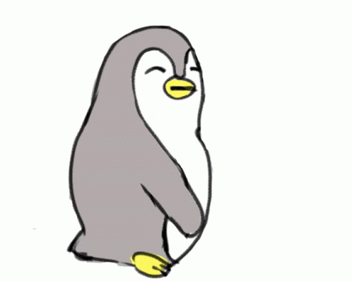 A Drawing Of A Penguin With A Yellow Beak And The Letter O On The Bottom GIF