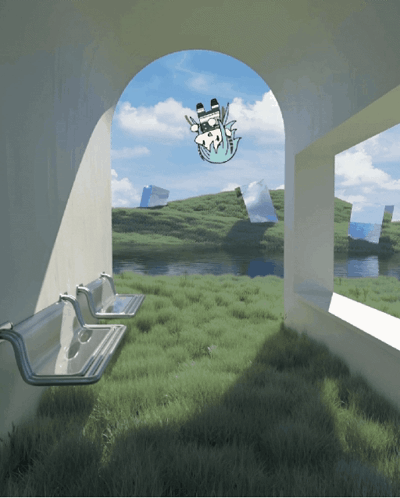 A Drawing Of A Person Flying Through A Window With A Blue Sky In The Background GIF