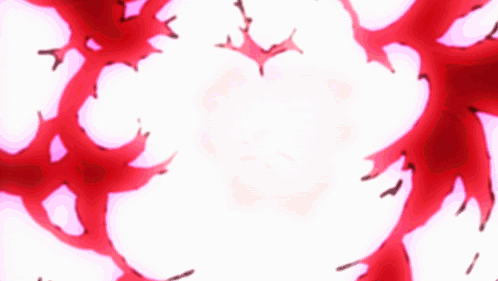 A Drawing Of A Person Flying Through The Air With Red Branches Surrounding Them GIF