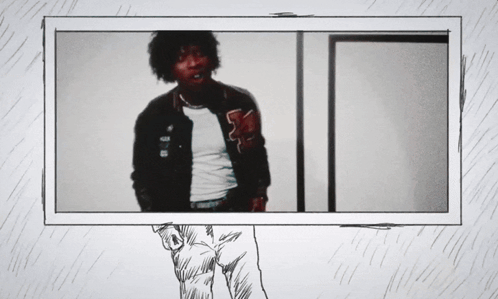 A Drawing Of A Person Holding A Sign That Says ' A ' On It GIF