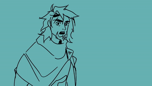 A Drawing Of A Person Holding A Sword And Giving A Peace Sign GIF