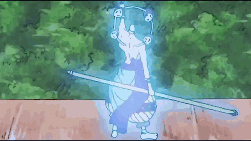 A Drawing Of A Person Holding A Sword With A Green Background Behind Them GIF