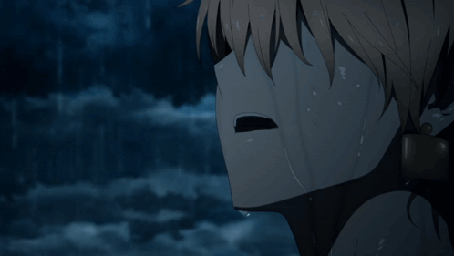 A Drawing Of A Person In The Rain With A Tear Coming Out Of Their Mouth GIF