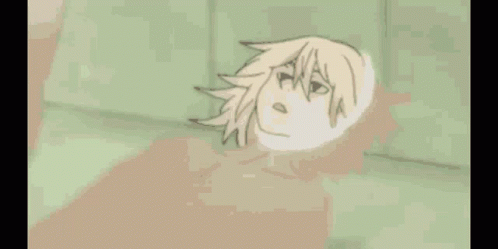 A Drawing Of A Person Laying On A Bed With Their Head On The Ground . GIF