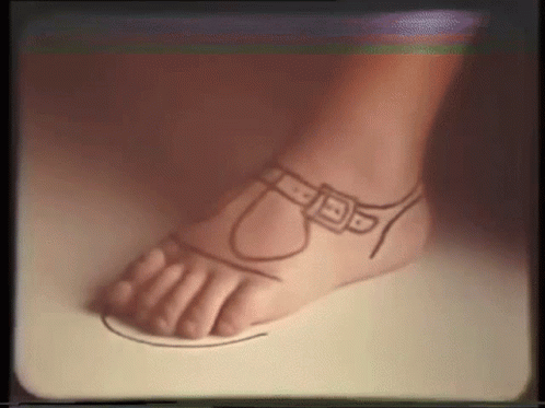 A Drawing Of A Person 'S Foot With A Sandal On It GIF