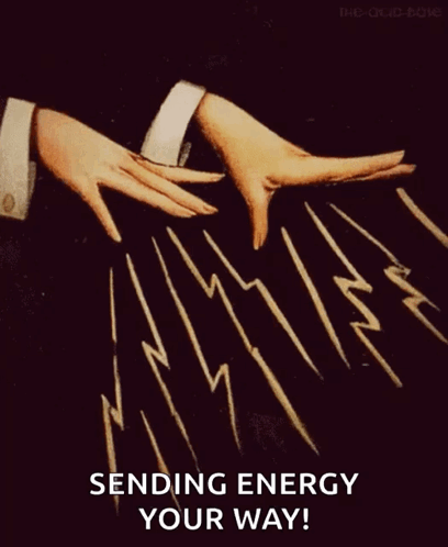 A Drawing Of A Person 'S Hands With Lightning Bolts Coming Out Of Them And The Words Sending Energy Your Way GIF