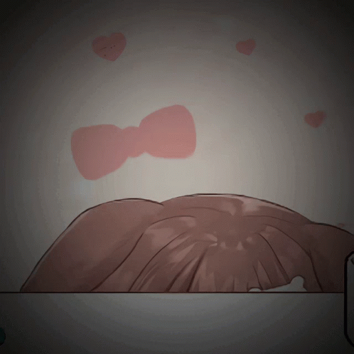 A Drawing Of A Person 'S Head With A Bow And Hearts GIF