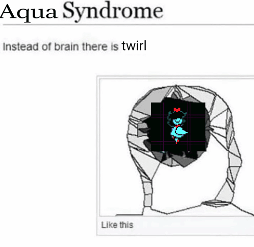 A Drawing Of A Person 'S Head With The Words Aqua Syndrome Instead Of Brain There Is Twirl GIF