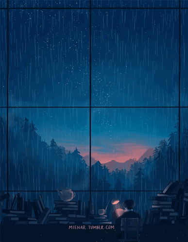 A Drawing Of A Person Sitting In Front Of A Window With The Words Mienar Tumblr.com Written On The Bottom GIF