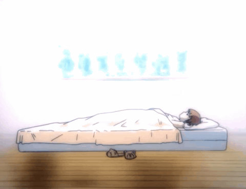 A Drawing Of A Person Standing Next To A Bed GIF