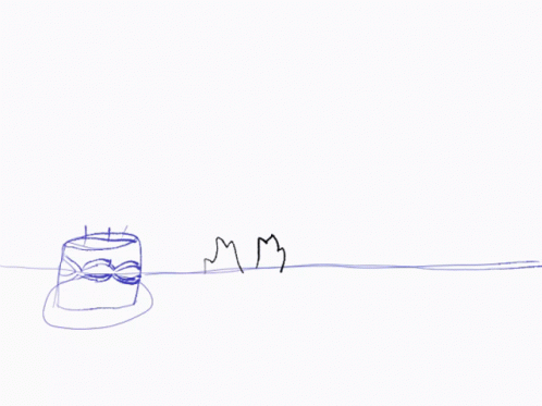 A Drawing Of A Person Standing Next To A Cake GIF