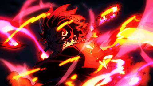 A Drawing Of A Person Surrounded By Red And Yellow Fire GIF