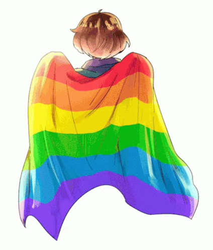 A Drawing Of A Person Wearing A Cape That Says Lesbian On It GIF