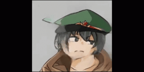 Drawing Of Person In Green Hat And Brown Jacket GIF
