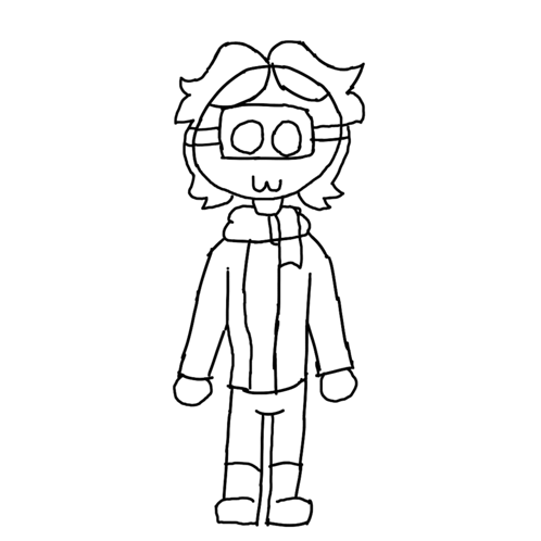 A Drawing Of A Person Wearing A Jacket And Scarf . GIF