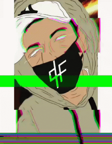 A Drawing Of A Person Wearing A Mask That Says Df GIF