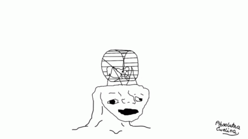 A Drawing Of A Person With A Cage On Top Of Their Head By Absoluta Cuelina GIF