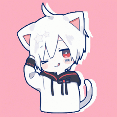 A Drawing Of A Person With A Cat Ear And The Letter T On Their Shirt GIF