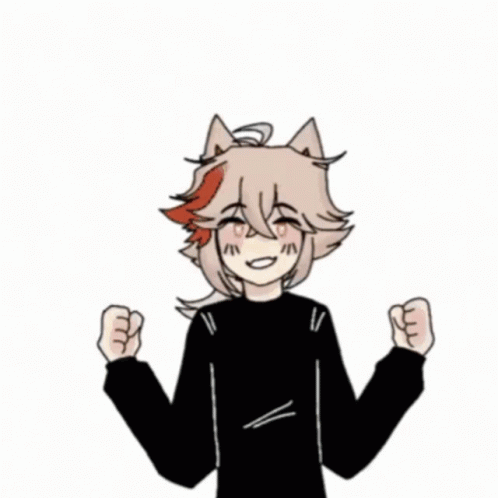 A Drawing Of A Person With A Cat 'S Ears And A Cat 'S Tail . GIF