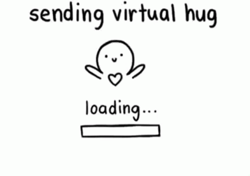 A Drawing Of A Person With A Heart And The Words Sending Virtual Hug Loading Hug Sent . GIF