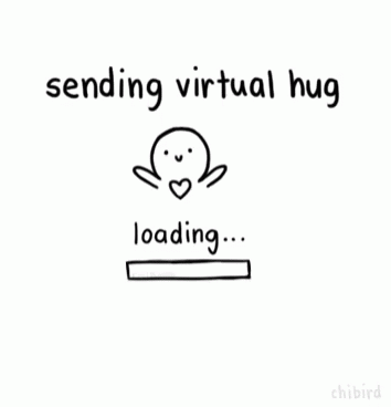 A Drawing Of A Person With A Heart And The Words Sending Virtual Hug Loading Hug Sent GIF
