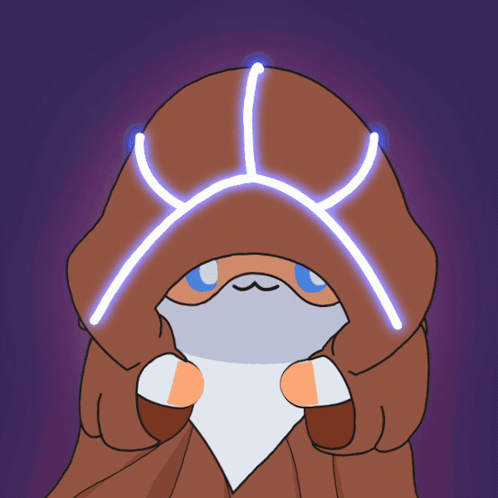 A Drawing Of A Person With A Hood And A Glowing X On Their Head GIF