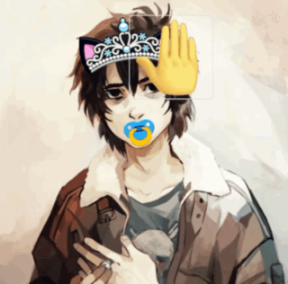 A Drawing Of A Person With A Pacifier And A Crown On Their Head GIF