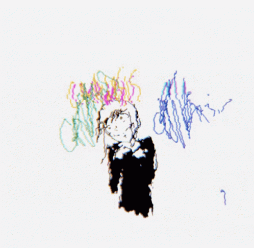 A Drawing Of A Person With A Question Mark In The Lower Right Hand Corner GIF