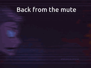 a drawing of a person with a red square in front of their face and the words back from the mute below them