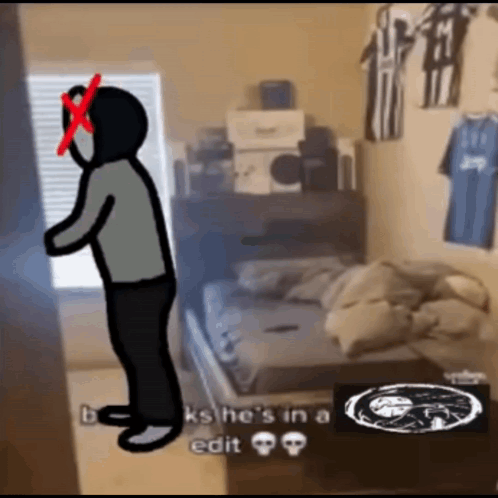 Person With Red X On Face Standing In Room GIF