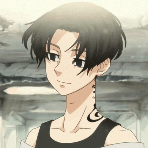 A Drawing Of A Person With A Tattoo On Their Neck That Says ' S ' On It GIF