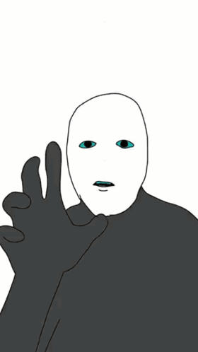 A Drawing Of A Person With A White Face And Blue Eyes GIF