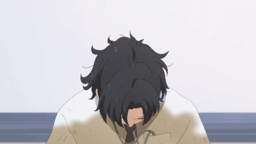 A Drawing Of A Person With Black Hair And A White Shirt GIF