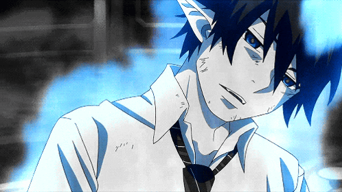 A Drawing Of A Person With Blue Hair And A White Shirt GIF