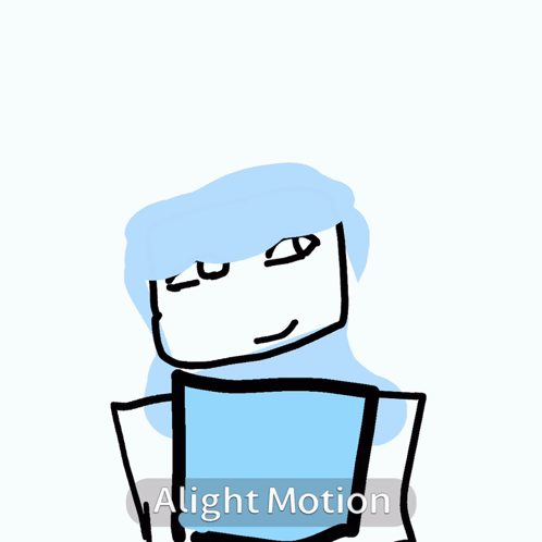 A Drawing Of A Person With Blue Hair And The Words Alight Motion On The Bottom GIF