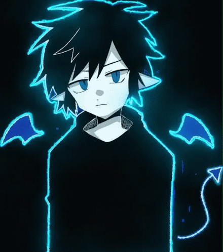 A Drawing Of A Person With Blue Wings GIF