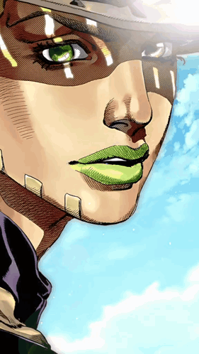 A Drawing Of A Person With Green Lips GIF