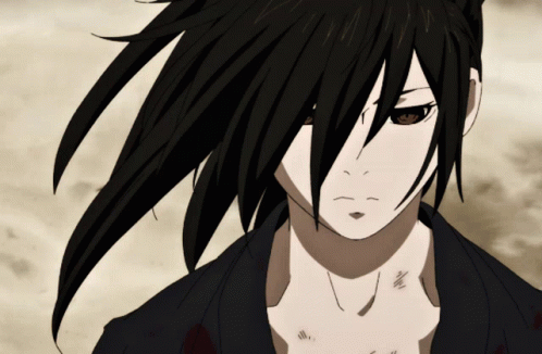 A Drawing Of A Person With Long Black Hair And A White Shirt GIF