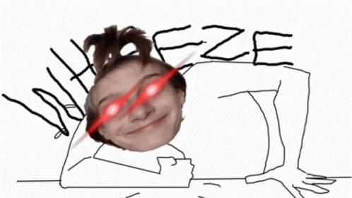 A Drawing Of A Person With Red Eyes And The Word Eze Written On The Top GIF