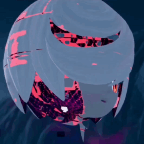 A Drawing Of A Person With Red Eyes Holding A Sphere In Their Hand GIF