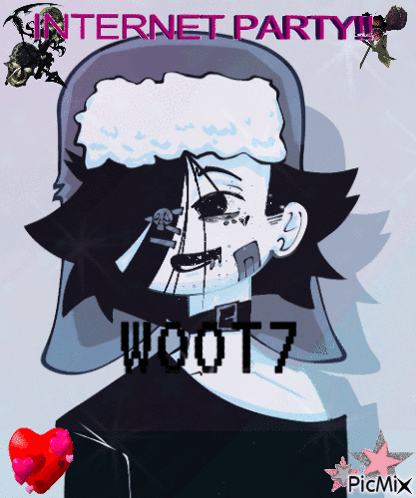 a drawing of a person with the word internet party written on it