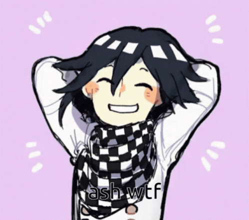 A Drawing Of A Person With The Words " Ash Wtf " Below Them GIF